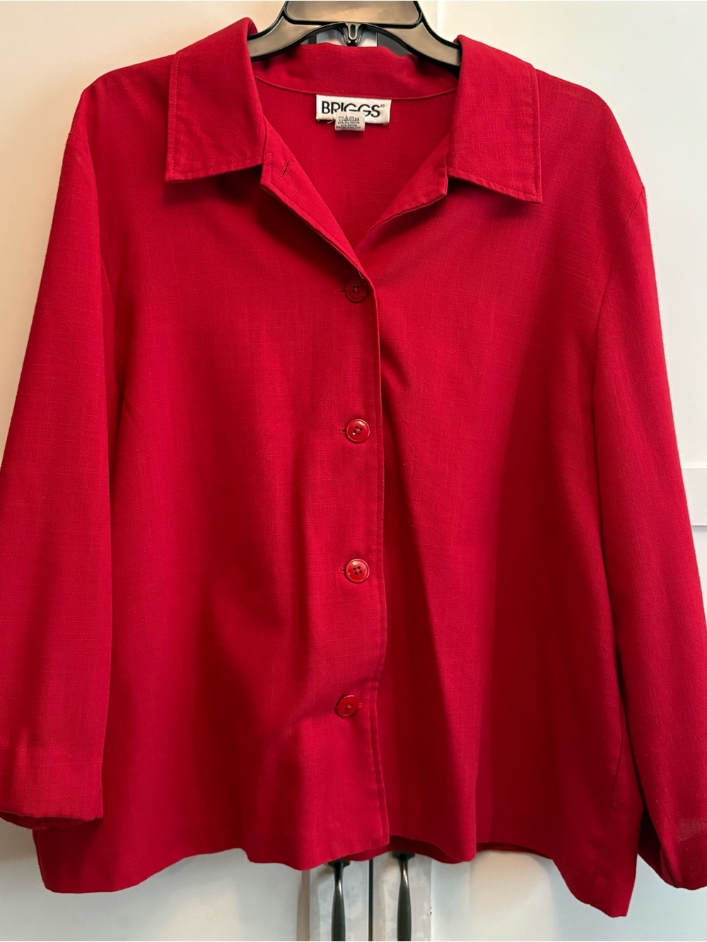 Vntg Briggs Women’s Button Up Red Long Sleeve Top Size Plus Size 2X Made In USA